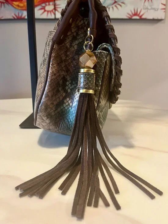 RAFE New York Snakeskin Embossed Leather Whipstitch Crossbody Bag - Picture 3 of 16